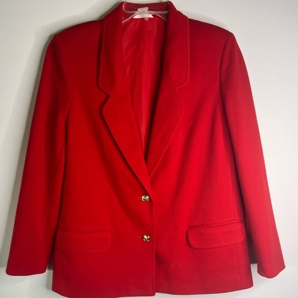 VINTAGE Bleyle Gold Button Front Jacket Blazer Red Sz 14